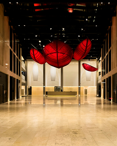 Large custom art installation for hotel lobby focal space