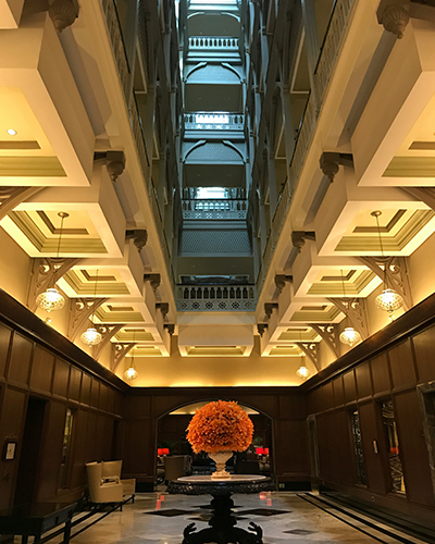 Custom artwork for hotel corridor and vertical architectural space