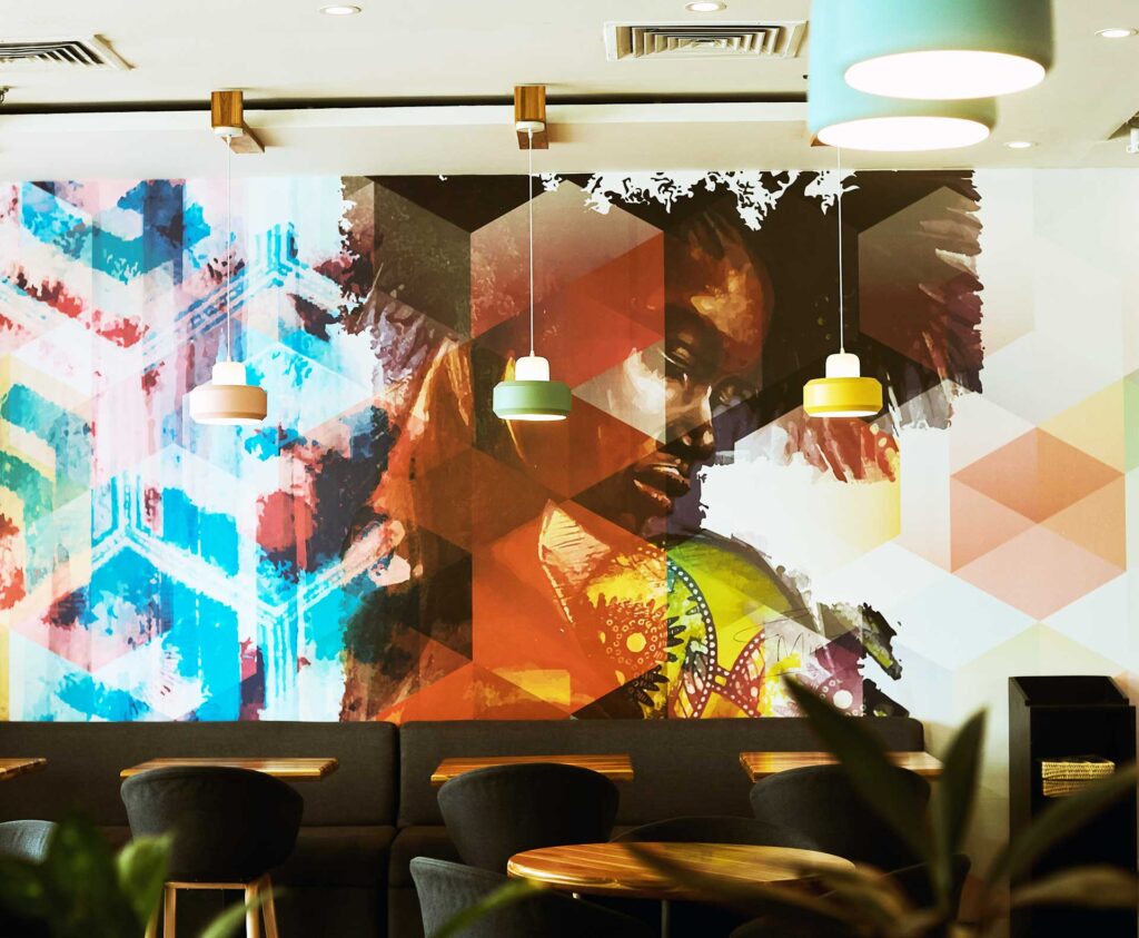 Feature Wall Murals 6 restaurant feature wall mural installation