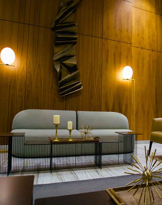 hotel lobby artwork installation large scale painting modern luxury