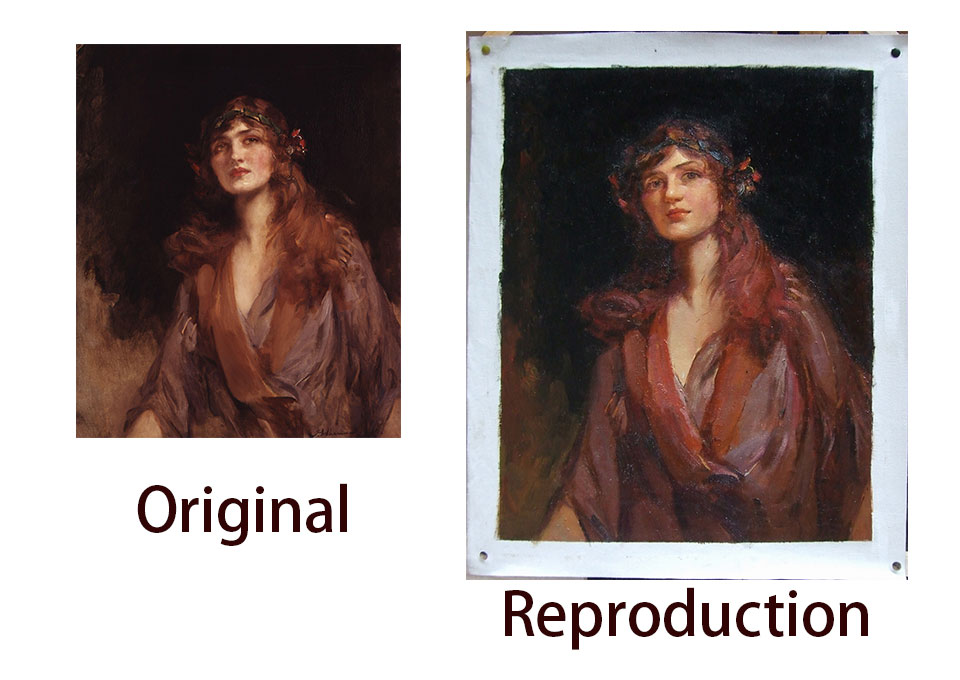 artist creating custom oil painting on canvas with detailed brushwork texture