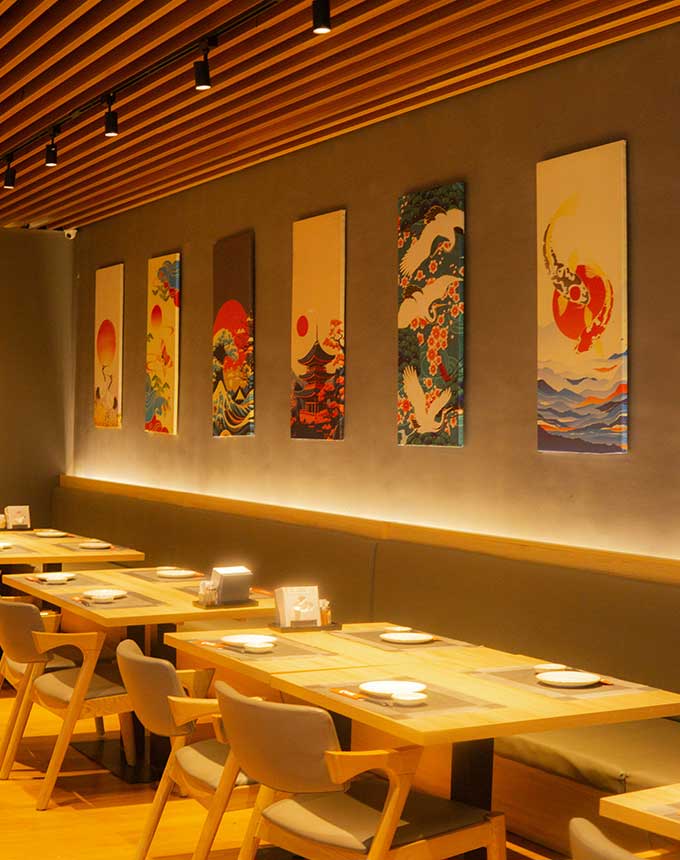 Large Format Artworks 4 oversized painting in restaurant interior wall