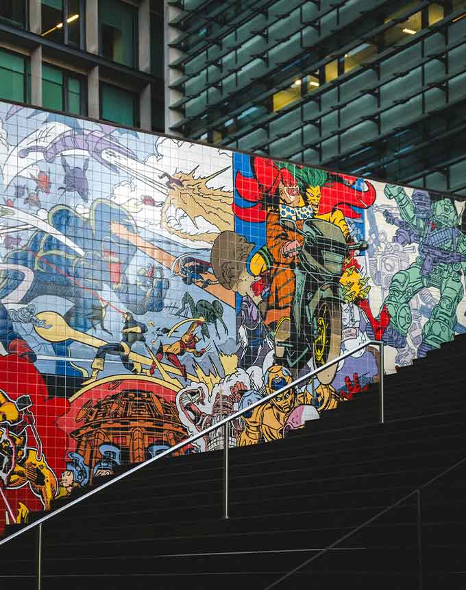 Multi-Panel Art Installations 3 large multi panel art commercial interior wall