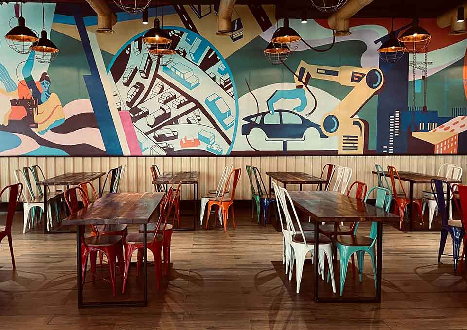 Restaurant Interior Art Projects 2 dining lounge interior wall artwork soft neutral tone painting