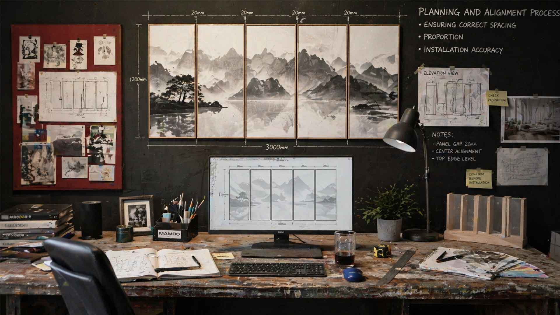 Multi-Panel Art Installations 5 multi panel artwork layout planning alignment studio