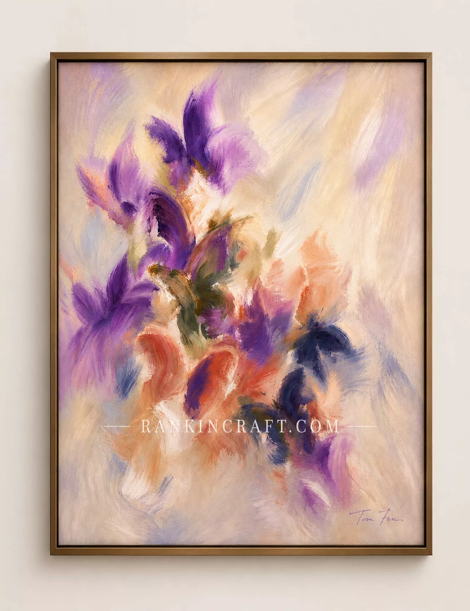 Abstract Butterfly Oil Painting with Gold Floating Frame hand painted abstract butterfly oil painting with gold frame