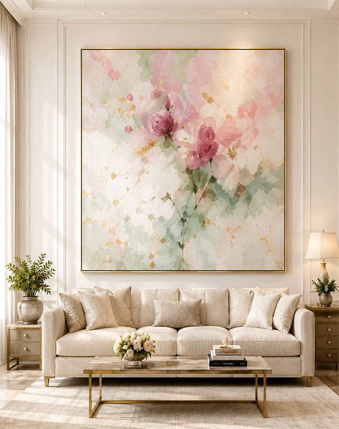Original Oil Painting Commissions 9 luxury residential floral abstract painting interior design