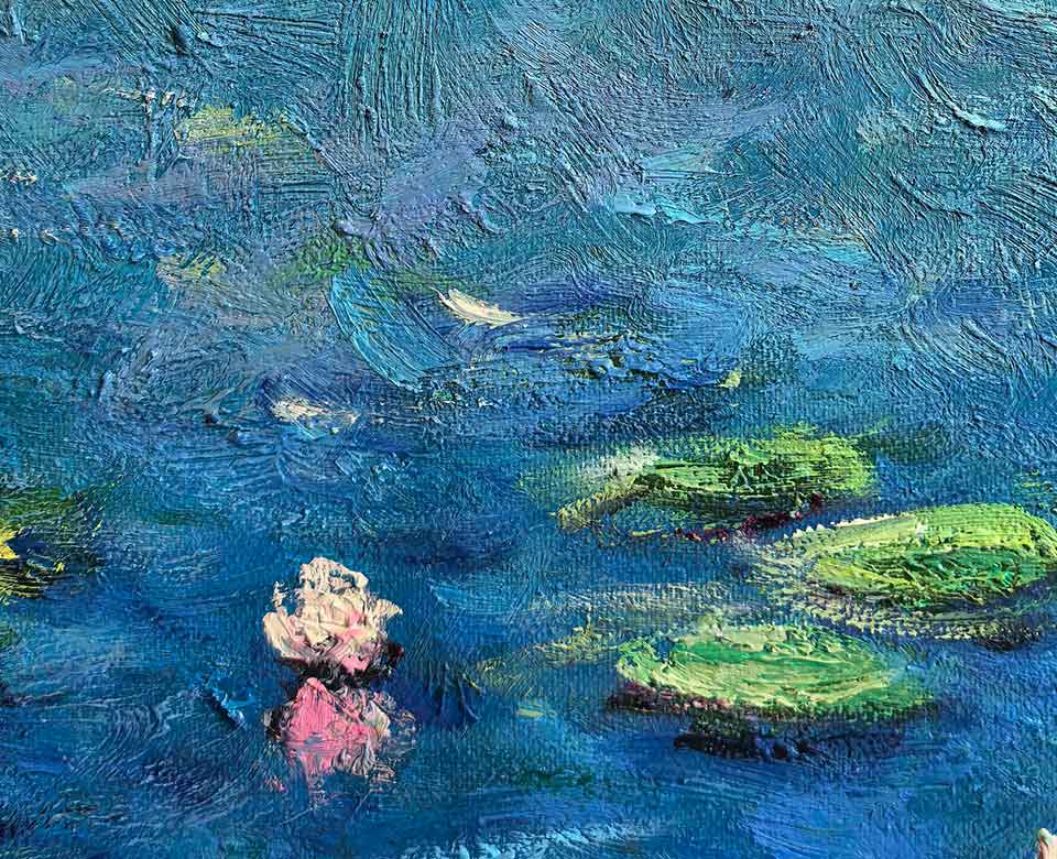 hand-painted oil painting texture detail with layered brushwork