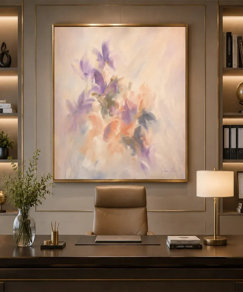 Hand-Painted Abstract Butterfly Oil Painting 2 contemporary butterfly painting for executive office interior
