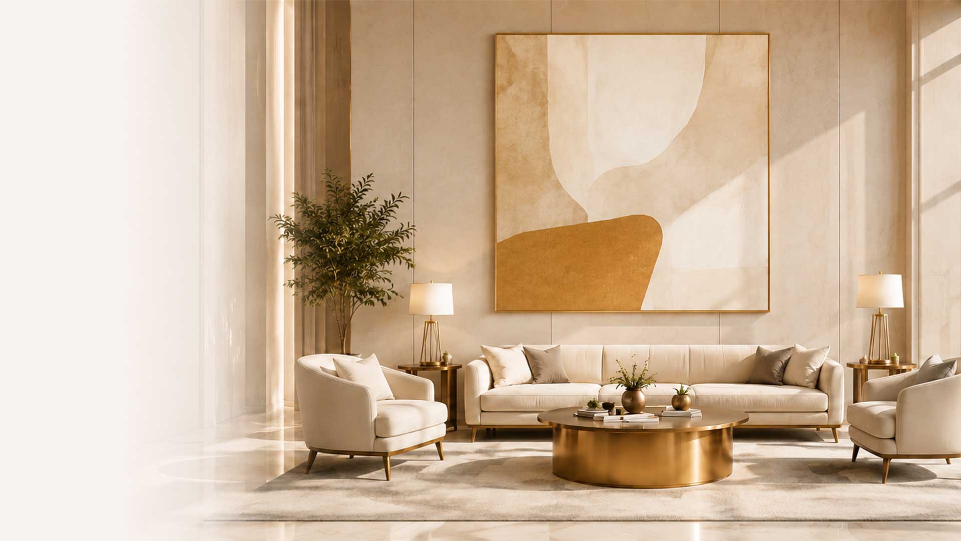 luxury hotel interior with large custom oil painting installation