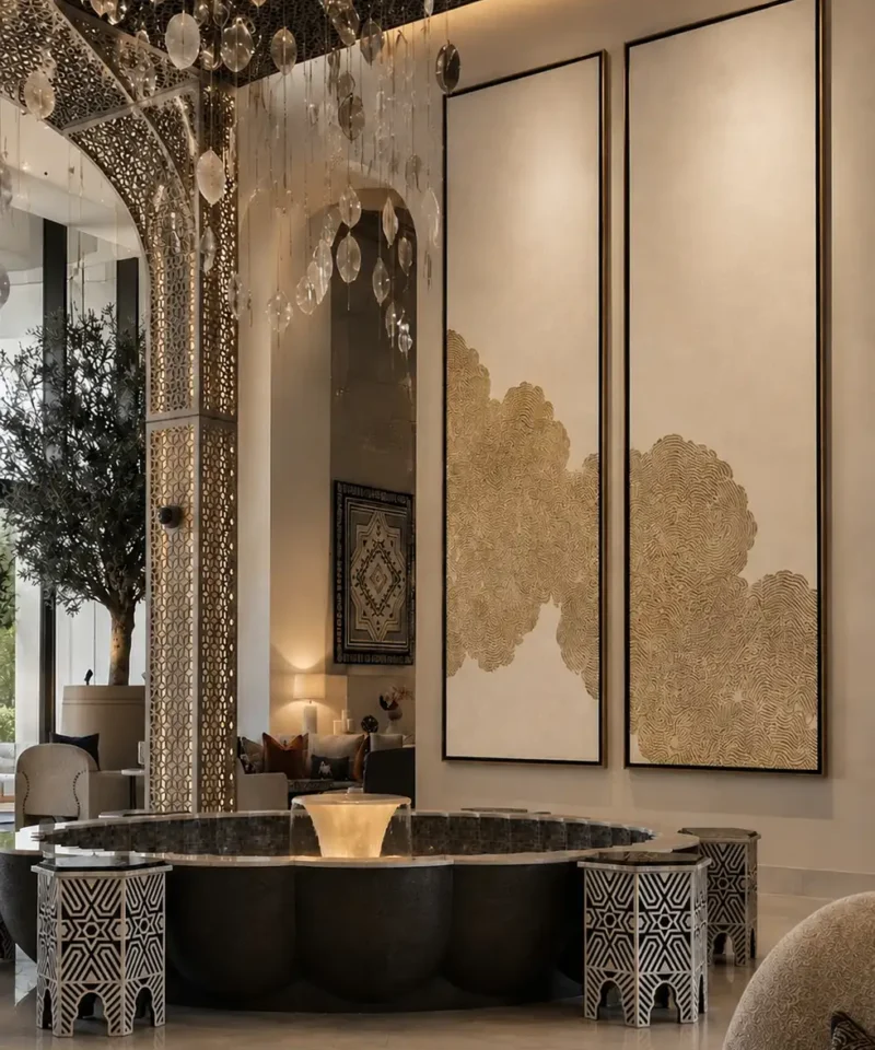 Large textured wall art for luxury hotel lobby and hospitality projects