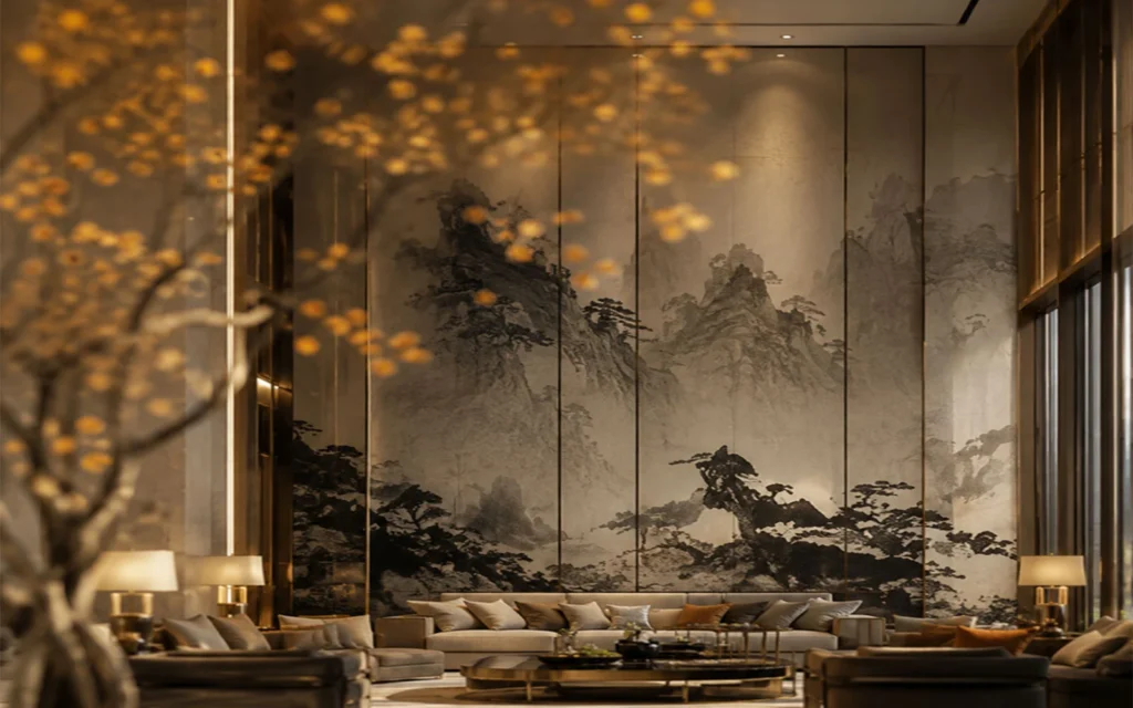 Mainpage 3 Custom Hand Painted Wall Mural for Luxury Hotel Interior Design