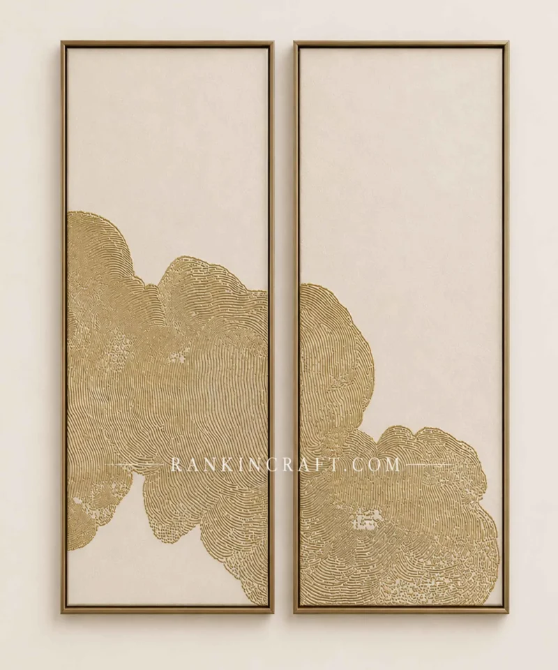 Products 29 Luxury textured diptych wall art with metallic gold details for hotel and office interiors