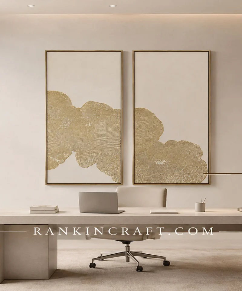 Luxury neutral wall art for executive office interior design