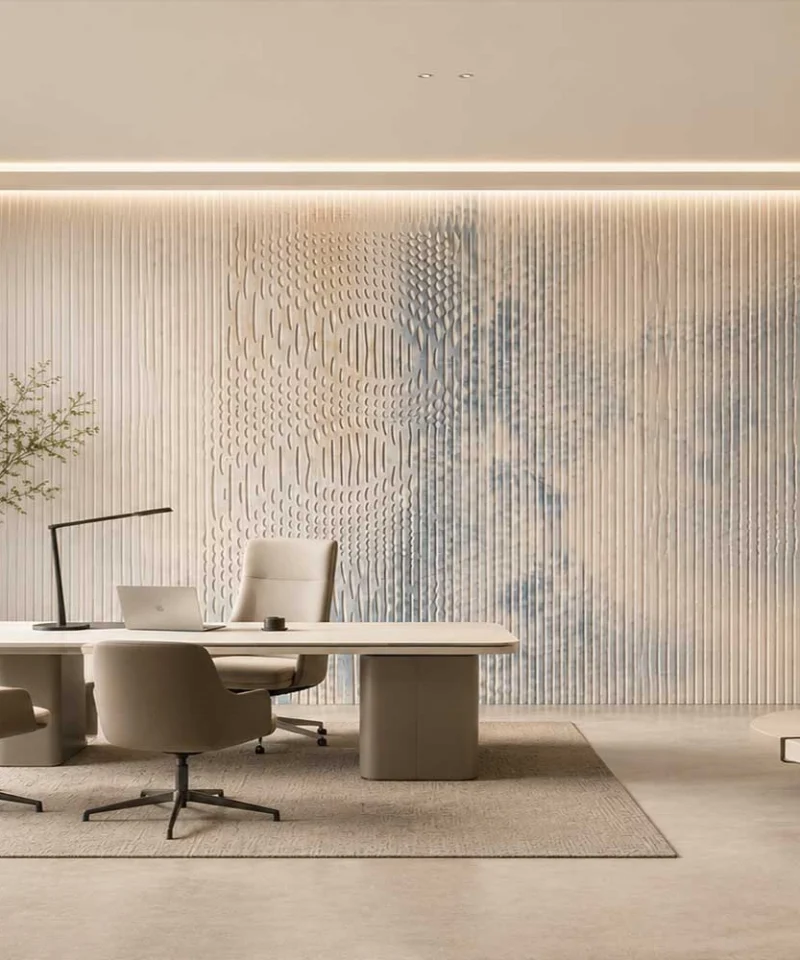 Custom Textured Relief Wall Art Panel 3 Custom textured wall art for executive office interiors