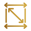 Commercial Interior Artworks 6 Gold dimension scale icon for custom size art pieces and large-scale hospitality mural solutions.