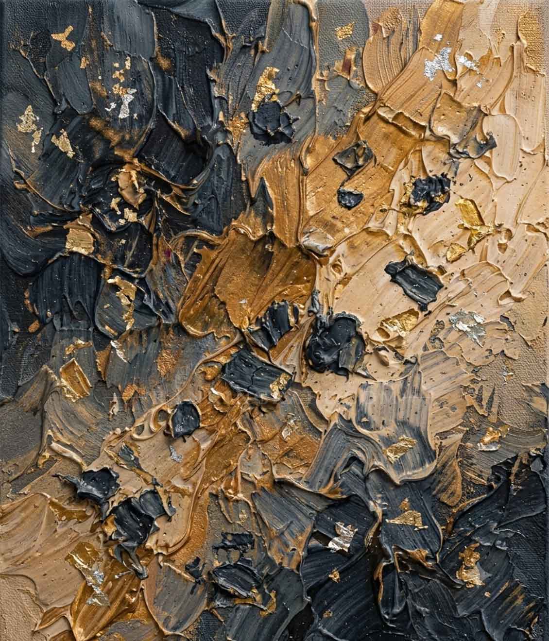 Grand-Scale Art & Wall Murals 13 Texture Close-up of heavy impasto palette knife painting with gold and blue tones