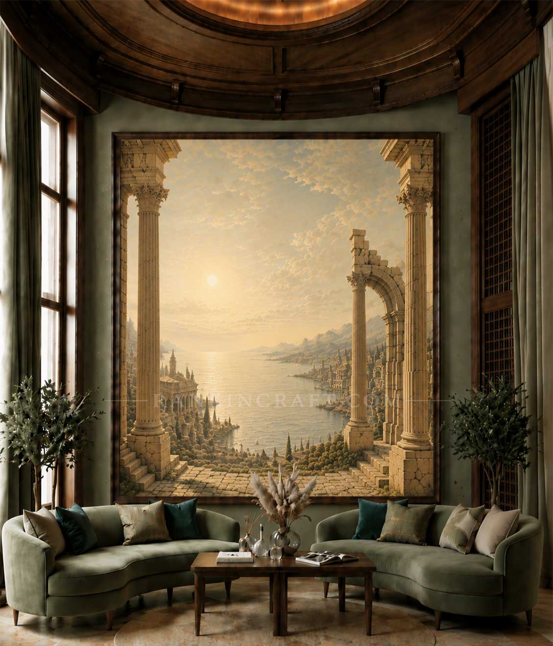 Grand-Scale Art & Wall Murals 15 Museum-grade classical landscape art in a double-height luxury lounge